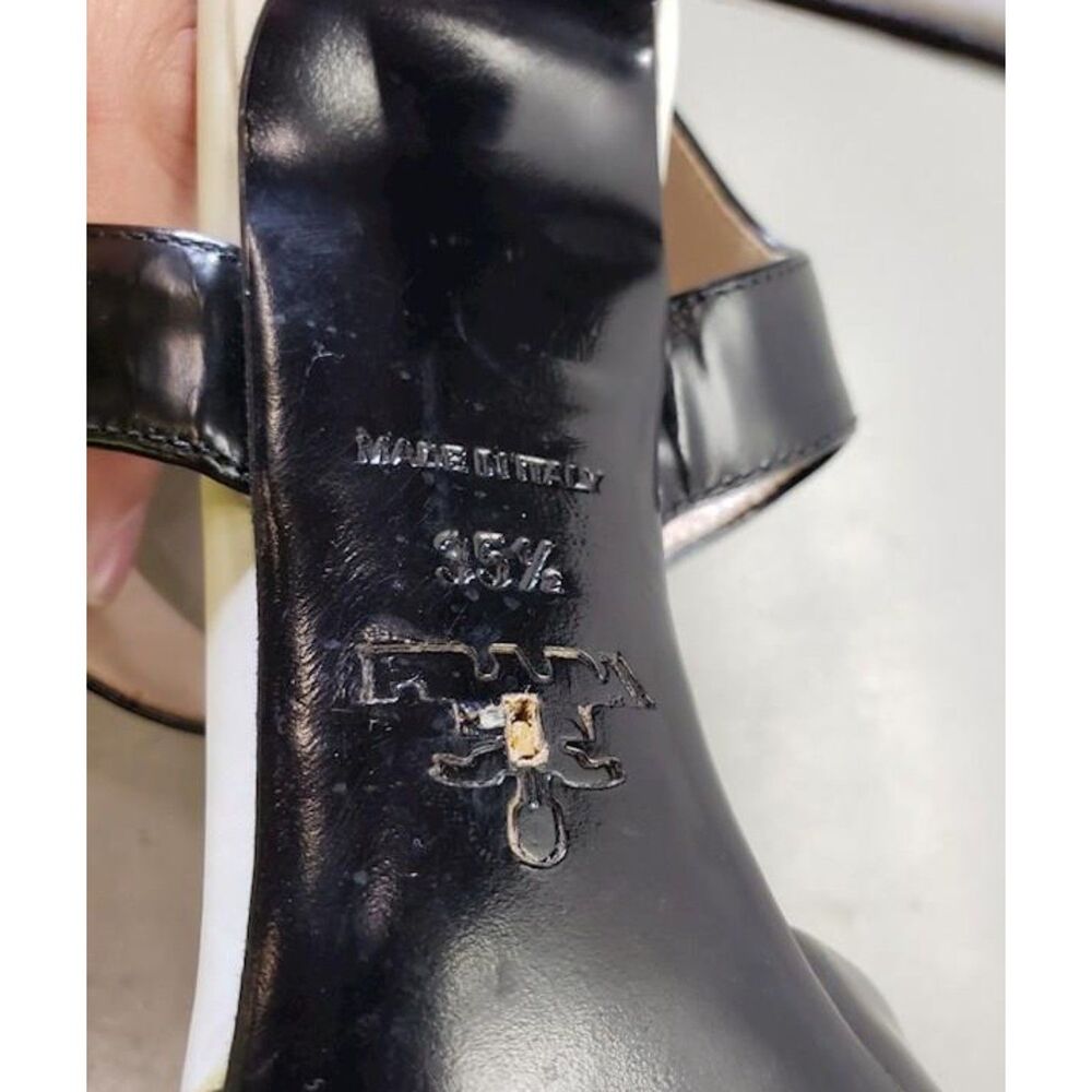 Women's Prada Black White Leather T-Strap Pumps Heels Sz. 35.5 (5) W/ COA - Picture 6 of 6